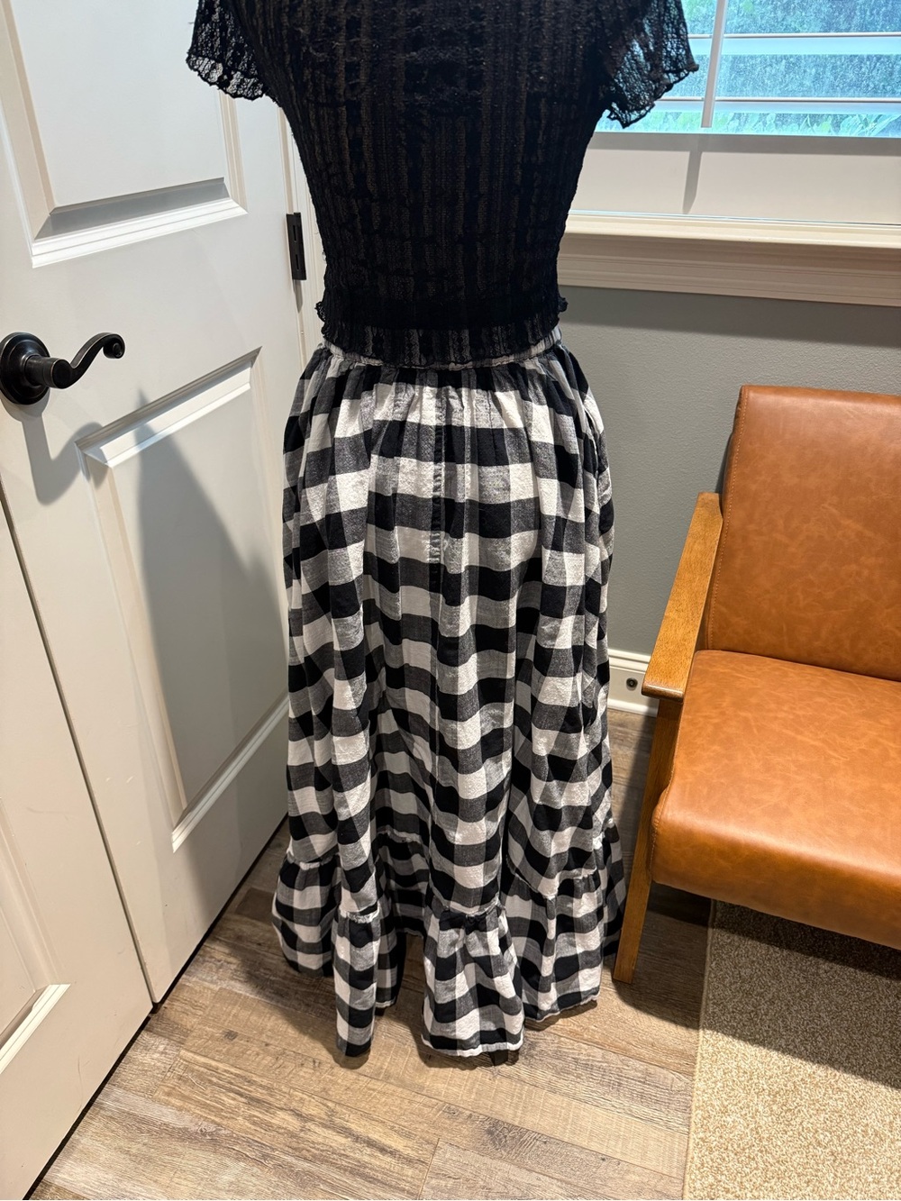 Black & White Buffalo Check Maxi Skirt - Women - Picture 3 of 4